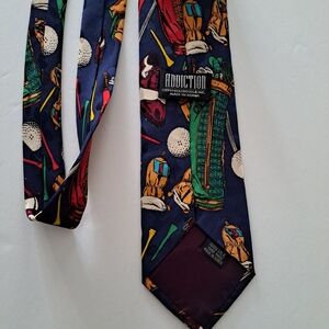 VINTAGE Neck Tie Addiction 1991 Bolero USA Inc. 100% Silk Golf Sports 58"
